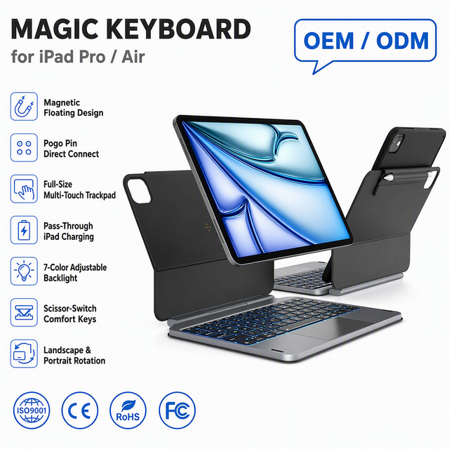 Multi Mode Magnetic Stand Magic Keyboard Case for iPad Pro 11 M5(2025) M4(2024) Portrait Landscape Rotating Pencil Holder MK018