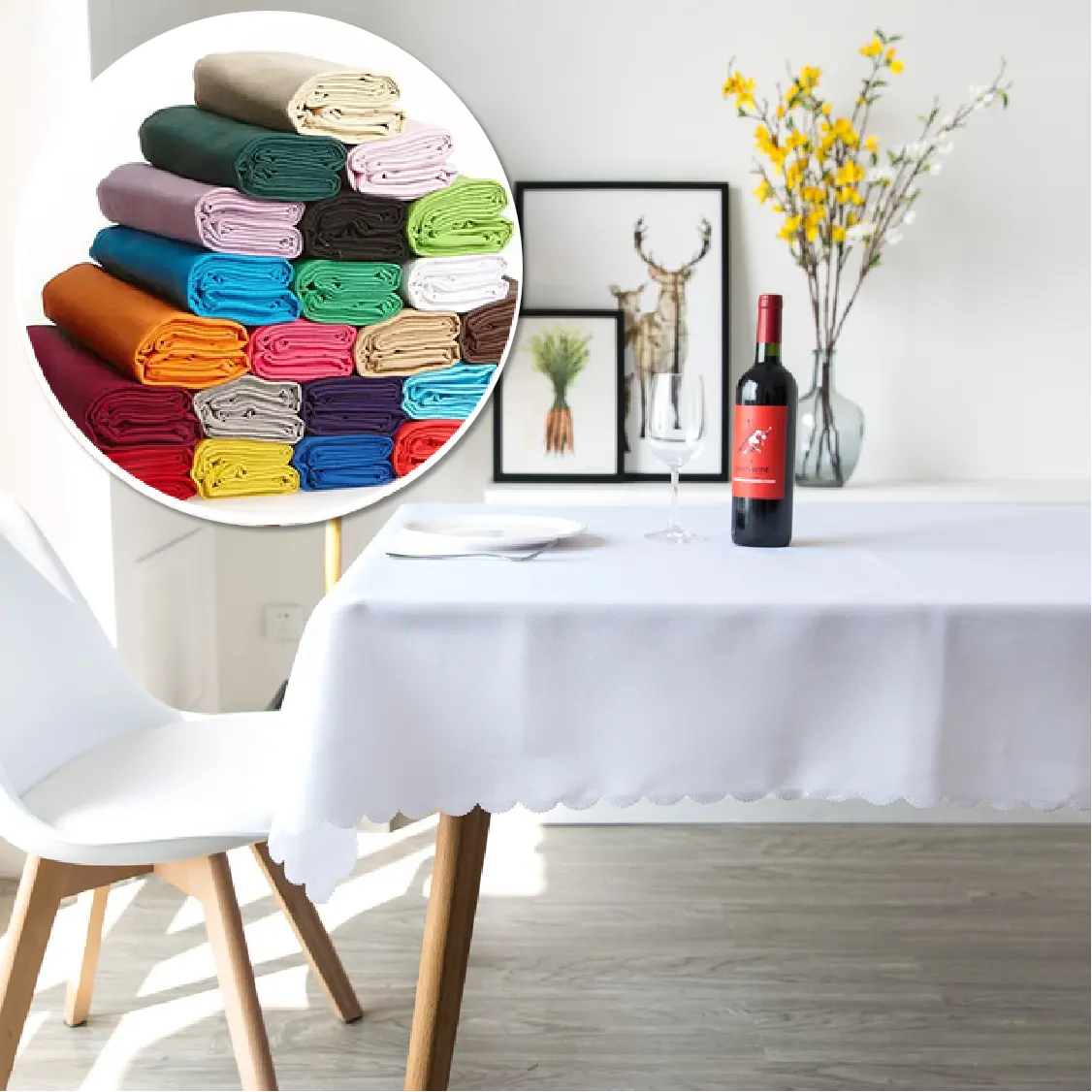 Mantel colorido de alta calidad para mesa de comedor de boda, cubierta de mesa de LICRA de poliéster