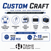 Jersey Sepak Bola Custom 100% Poliester Biru Kobalt Aksen Putih Garis Samping Oranye Kerah V Lengan Pendek Cepat Kering untuk Pertandingan Tim Atletik