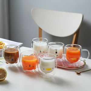 250ml Crianças <span class=keywords><strong>Cute</strong></span> Duck <span class=keywords><strong>Cat</strong></span> Coffee Mugs Double Wall Isolated <span class=keywords><strong>Glass</strong></span> Espresso Cup para o Presente - Product Image 5