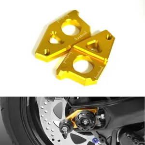 China CNC Machined Motorcycle Rear Axle Spindle Chain Adjuster Blocks Machining CNC 6061 T6 Aluminum Anodized Parts