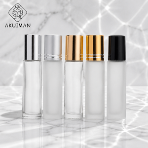 Flacon de parfum en verre roll-on de haute qualité 10 ml, vide, pour huiles essentielles, avec bouchon doré, argenté ou noir - Product Image 1