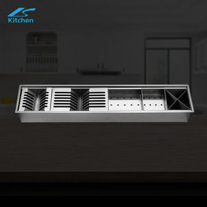 Fregadero de cocina grande hecho a mano de acero inoxidable 304, cuenco único, cuatro encimeras plateadas, instalación, trampa de grasa Nano - Product Image 5