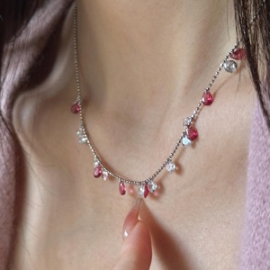 S925 Pure Silver Wheat Ear Necklace with Medieval Vintage Drawstring Lace Simple French Elegance Niche Design <b>Crystal</b> Necklace - Product Image 2