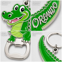 Llavero abridor de botellas de cocodrilo al por mayor, personalizado, recuerdo de Orlando, Florida, EE. UU., parque temático de animales, llavero de metal esmaltado, regalos