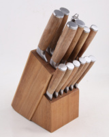 EVERWEALTH-Ensemble de couteaux de chef professionnels en acier inoxydable forgé de 8 pouces, bloc de manche en bois, revêtement antiadhésif écologique