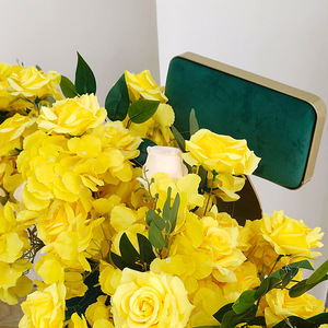 Flor <span class=keywords><strong>de</strong></span> Seda Amarilla <span class=keywords><strong>en</strong></span> Oferta, Flor Artificial <span class=keywords><strong>para</strong></span> Decoración <span class=keywords><strong>de</strong></span> Bodas, Fiestas, Hoteles, Fondo <span class=keywords><strong>de</strong></span> Pared, Adorno <span class=keywords><strong>para</strong></span> Camino <span class=keywords><strong>de</strong></span> <span class=keywords><strong>Mesa</strong></span> - Product Image 2