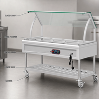 Table à vapeur électrique commerciale 4 bacs en acier inoxydable, bain-marie chauffe-plats avec verre trempé pour restaurant de restauration rapide