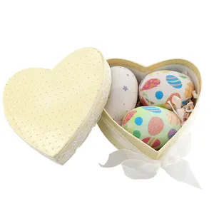 80mm Plastic egg wrap with color paper 3pcs in hearts shape color box Easter Decoration Jumbo Egg For 2023 Hunt Easter Large Egg