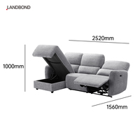 Canapé d'angle électrique inclinable en tissu 3 places avec rangement, certifié ISO9001, pour villa, en forme de L, fabrication OEM
