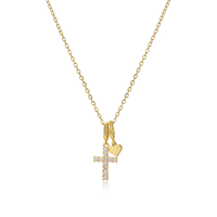 Collier Pendentif Croix Double Infini Personnalisé en Argent Plaqué Or 18K avec Zircon Pierre de Naissance, Bijoux de Mode Polonais pour Femme
