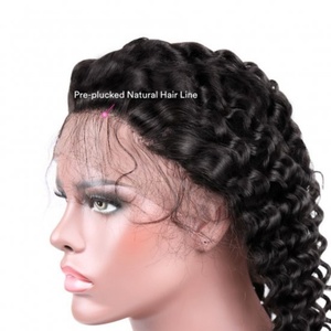<b>Half</b> Lace <b>Wigs</b> for Black Women Deep Wave Natural Color Remy Hair Human Hair <b>Wigs</b> - Product Image 2