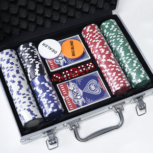 Jeu de jetons de poker 200 pièces 11.5g pour Texas Hold'em, <span class=keywords><strong>Blackjack</strong></span>, avec étui en aluminium, cartes à jouer, croupier, petit et gros blind et 5 dés - Product Image 2
