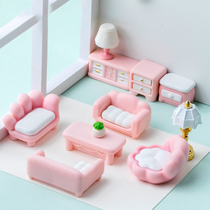 Ming Anjia Miniature Pink Furniture <b>Set</b> Resin Dollhouse Living Room Decorations For DIY Craft Projects - Product Image 1