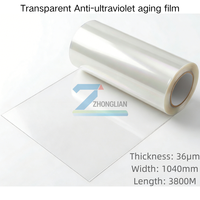 Película BOPET Industrial Transparente de 36μm Resistente a los Rayos UV - Baja Contracción, Alta Claridad para Etiquetas Exteriores y Protección de Documentos