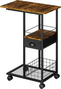 <span class=keywords><strong>Mesa</strong></span> Auxiliar Moderna en Forma de C con Marco de Hierro, <span class=keywords><strong>Ruedas</strong></span>, Bandeja para <span class=keywords><strong>TV</strong></span> Portátil, Cajón de Almacenamiento, <span class=keywords><strong>Mesa</strong></span> de Noche Estrecha, <span class=keywords><strong>Mesa</strong></span> de Centro Pequeña - Product Image 2