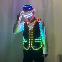 Costume da Robot LED Futuristico, Gilet Multicolore per Uomo, Novità per Laurea, Bar, Discoteca, Spettacoli Luminosi, Feste Musicali
