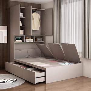 Ensemble de chambre à coucher de luxe sur mesure, <span class=keywords><strong>lit</strong></span> tatami, <span class=keywords><strong>armoire</strong></span>, bureau intégré, design contemporain, matériau MDF écologique, appartement - Product Image 6
