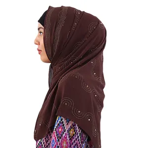 Лидер продаж 2020, высококачественный Женский шифоновый волнистый шарф со стразами, арабский хиджаб, мусульманская Турецкая шаль