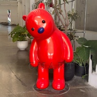 Sculpture personnalisable grand format pour décor de parc, statue d'ours animal de dessin animé grandeur nature en fibre de verre, figurine peinte à vendre
