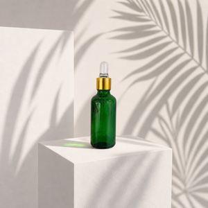Wholesale Luxury 30ml 50ml Emerald Green <b>Glass</b> Dropper Bottle with Gold Cap for Essential Oil and Facial Serum - Product Image 5