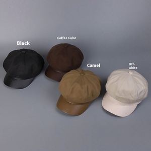 Boina Unisex de Piel Sintética con Visera, Estilo Británico Informal, para Otoño-Invierno 2025, Nueva Colección - Product Image 2