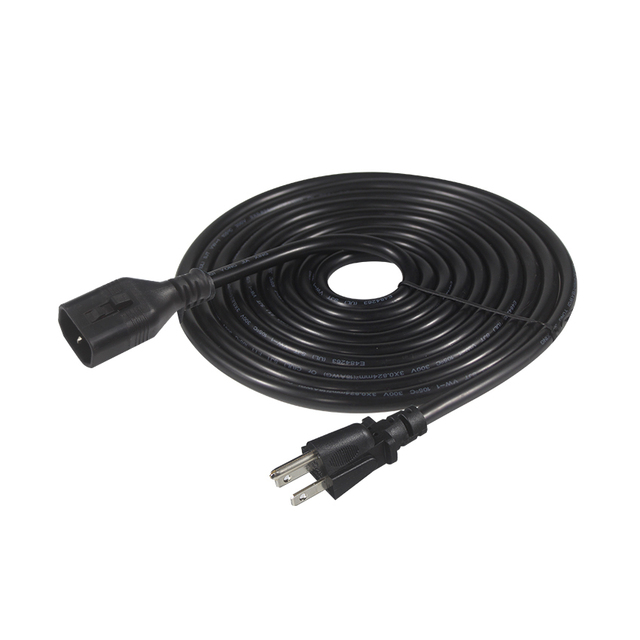 16AWG 3-Wire Nema US Standard Universal Male IEC C14 Connector Power Plug IP11 Rated 10A 125V for Outdoor Extension Cord for