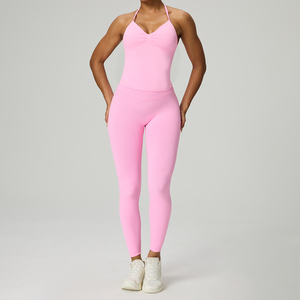 Ensemble 2 pièces de sport pour femme : Haut <span class=keywords><strong>push</strong></span>-<span class=keywords><strong>up</strong></span> sans coutures avec plis avant et <span class=keywords><strong>Legging</strong></span> de yoga froncé aux fesses - Product Image 5
