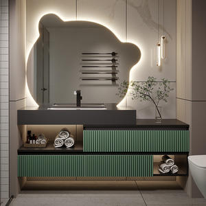 Set di mobili da toeletta moderni in stile europeo con doppio lavandino da bagno con lavandino - Product Image 2