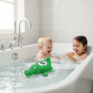 Thermomètre <span class=keywords><strong>de</strong></span> <span class=keywords><strong>bain</strong></span> en plastique numérique DY BT-0031 avec forme d'animal sauvage <span class=keywords><strong>de</strong></span> crocodile vert pour la mesure <span class=keywords><strong>de</strong></span> la température domestique - Product Image 1