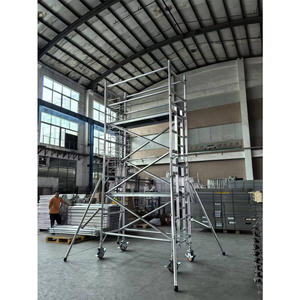 Échafaudage Échelle d'échafaudage mobile en aluminium Cadre en H <span class=keywords><strong>avec</strong></span> roues Tour d'échafaudage en aluminium à hauteur personnalisée polyvalente - Product Image 4