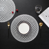 Set de table de luxe ajouré motif européen en PVC écologique, isolant thermique, vinyle argenté, pour la décoration de la maison