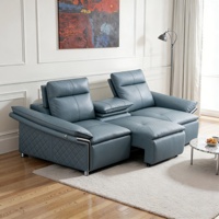 Sofá Cama Eléctrico de Cuero Genuino de Tres Plazas, Moderno, Plegable y Reclinable, Multifuncional, Ahorra Espacio, para Sala de Estar o Dormitorio