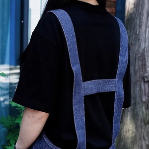 Denim Apron With Wave Print For Coffee Tea Shops Home Kitchen Use Stain Resistant Durable Cover Up - Product Image 4