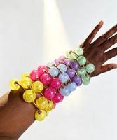 Bracelets en résine épaisse Kaimei 9 couleurs 20 mm pour femmes, bracelets extensibles à grosses perles, bijoux pour femmes