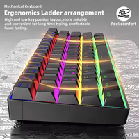 Mini teclado para juegos con cable de 61 teclas, 60% LED retroiluminado mecánico con interruptores azules