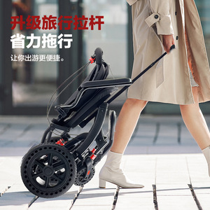 Fauteuil roulant manuel en alliage d'aluminium, pliable, ergonomique, aide à la mobilité pour personnes âgées avec double amortissement par ressort - Product Image 3