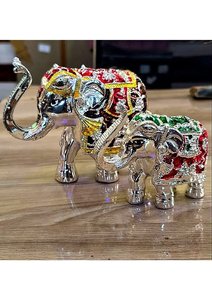 Silver Plated <b>Elephant</b> Pair Luxury Decorative <b>Elephant</b> Figurines for Home <b>Decor</b> Office Wedding Decoration Gifting Item - Product Image 2