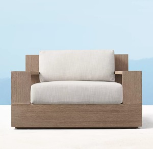 Sillón Giratorio Moderno <span class=keywords><strong>de</strong></span> Madera <span class=keywords><strong>de</strong></span> Teca <span class=keywords><strong>para</strong></span> Exteriores con Diseño Ecológico y Duradero, Cojín Impermeable <span class=keywords><strong>para</strong></span> <span class=keywords><strong>Jardín</strong></span>, Parque, Hotel y Villa - Product Image 2