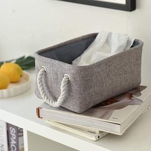 Homeplus 2024, nuevo estilo, ahorro de espacio, organizador de armario de lino, <span class=keywords><strong>Cubo</strong></span> de almacenamiento, cesta de almacenamiento de tela para organizar estantes - Product Image 3