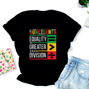 Diseño de transferencia de calor personalizado JUNETEENTH EQUALITY GREATER DIVISION Durable y lavable Impermeable Impreso para DTF - Product Image 1