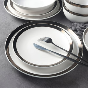 Assiettes plates en <span class=keywords><strong>porcelaine</strong></span> nordique en céramique blanche old rim pour restaurant <span class=keywords><strong>de</strong></span> mariage - Product Image 4