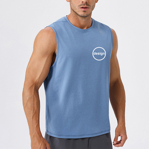 Camiseta deportiva de gimnasio de algodón y spandex con logotipo personalizado de alta calidad, camiseta sin mangas para hombre, camiseta sin mangas para hombre musculoso. - Product Image 1