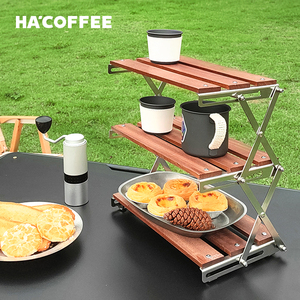 Kệ Gỗ Cắm Trại Dã Ngoại Ngoài Trời Giá Gấp 3 Tầng Tiện Dụng Đa Năng Bàn Đựng Đồ - Product Image 5