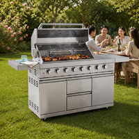 Barbecue à gaz sans fumée avec allumage piézoélectrique, en acier inoxydable 304, compatible GPL/gaz naturel, idéal pour la cuisine et les fêtes en extérieur