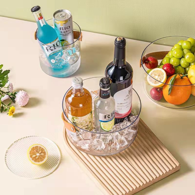 Borosilicate Ice bucket portable fruit basket field water storage bucket living room glass vase ice cube