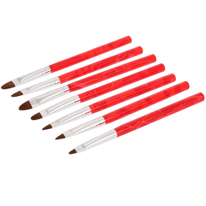 Lot de 7 pinceaux à ongles en nylon à manche ondulé, avec virole sertie, pour gel UV et peinture acrylique - Product Image 4