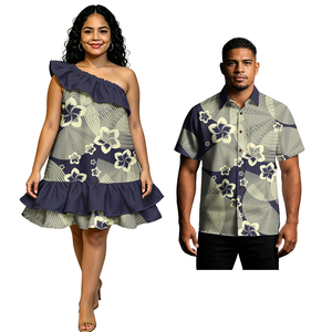 Nuevo Conjunto <span class=keywords><strong>de</strong></span> Pareja a Juego Estilo Polinesio: Camisas <span class=keywords><strong>de</strong></span> Botones para Hombre y Vestido para Mujer, Estilo Hawaiano del Pacífico, Personalizado - Product Image 4
