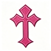 Patchs brodés 3D personnalisés Croix Gothique Rose Violet Or, Badges Logo de Luxe, Patchs Brodés de Créateur Thermocollants pour Vestes