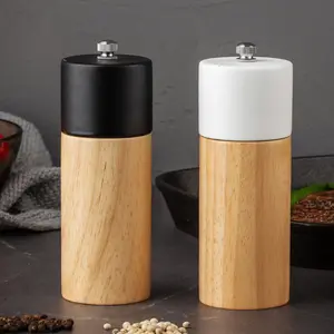 Gran oferta 2024 de herramientas de cocina 100%, molinillo de pimienta de especias de madera orgánica natural, juego Manual de molinillo de sal y pimienta de madera con logotipo personalizado